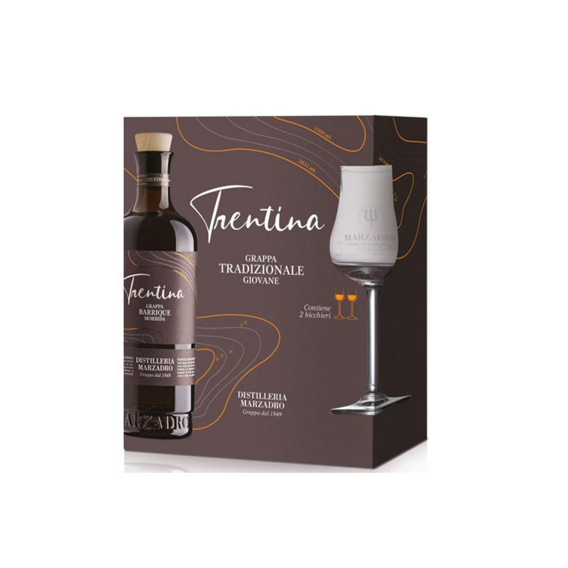 CONF. GRAPPA LA TRENTINA MARZADRO CL50 + 2 BICCH.