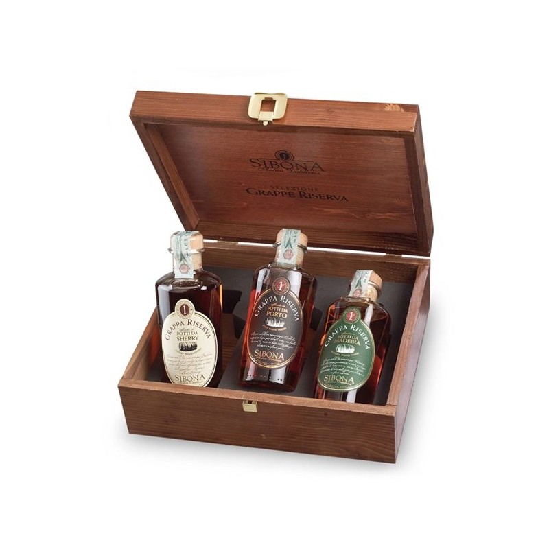 COFANETTO GRAPPA SIBONA BOTTI X 3 44% CL50 COFANETTO GRAPPA SIBONA BOTTI X 3 44% CL50