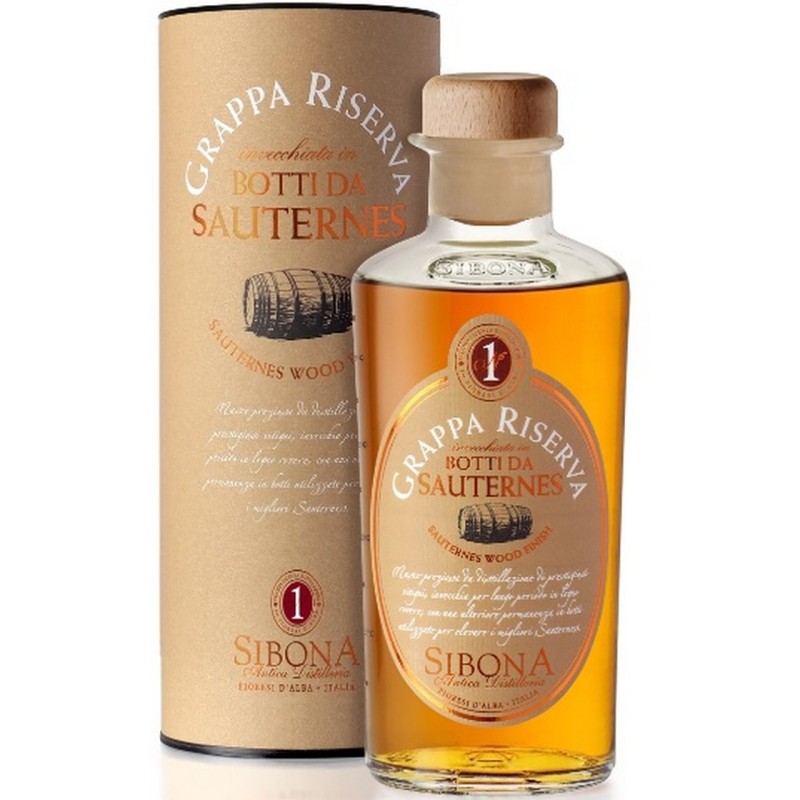 GRAPPA RISERVA BOTTI DA SAUTERNES 44% CL 50 SIBONA GRAPPA RISERVA BOTTI DA SAUTERNES 44% CL 50 SIBONA