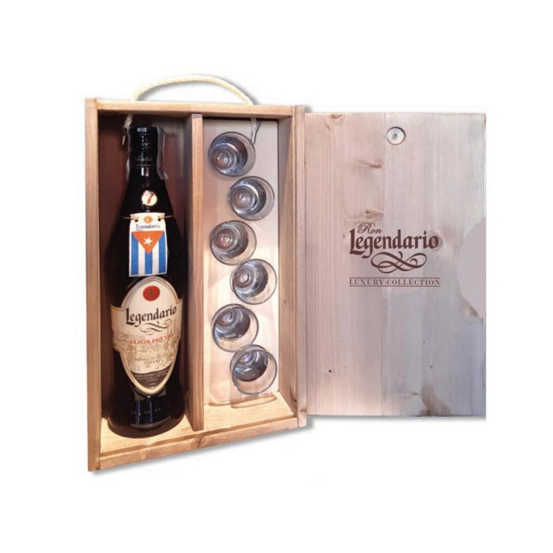RON LEGENDARIO ELIXIR DE CUBA CL 70 + 6 chupito RON LEGENDARIO ELIXIR DE CUBA CL 70 + 6 chupito