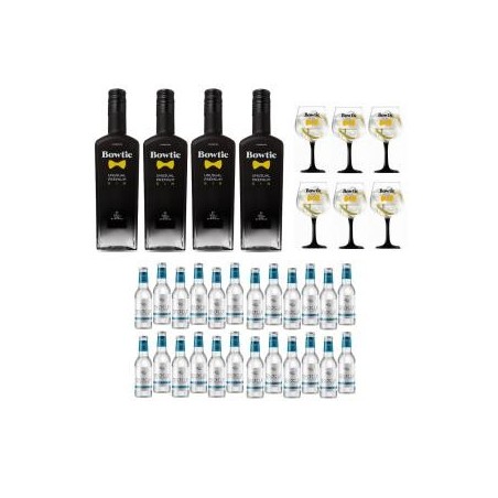 KIT GIN BOWTIE & TONIC 4 X CL 70 + 24 T & 6 BICCH