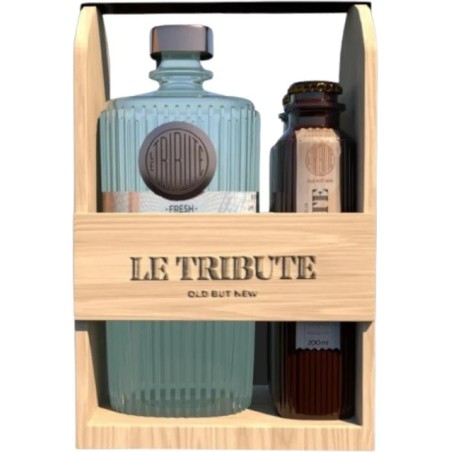 GIN LE TRIBUTE 43° CL 70 + 02 TONICHE BOX LEGNO
