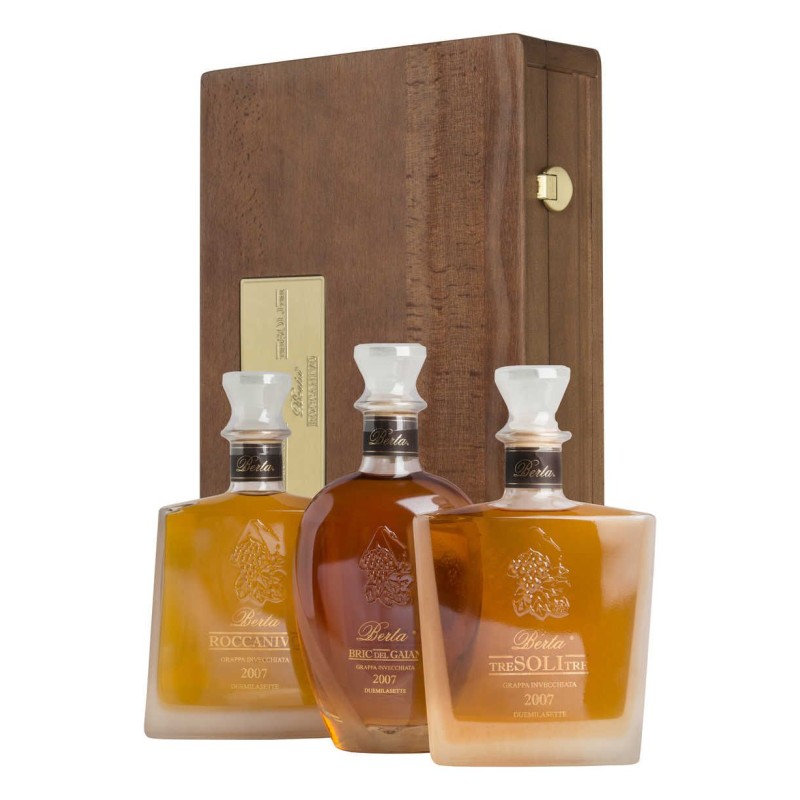GRAPPA BERTA RISERVA 3 BOTT X CL 70 IN LEGNO