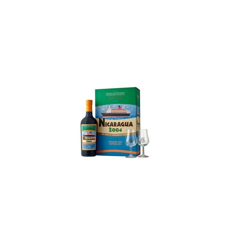 NICARAGUA 2004 RUM COFFRET 2 VERRES 43° CL 70