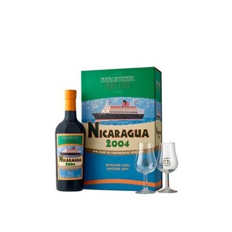 NICARAGUA 2004 RUM COFFRET 2 VERRES 43° CL 70