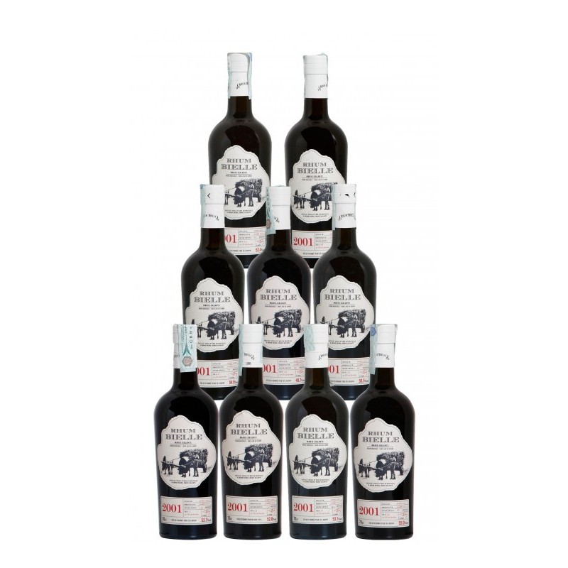 BIELLE RHUM CASK 2001 14 YO CL 70 SET 9 BOTT.